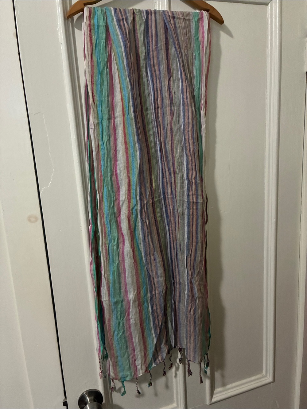 Colorful Striped Headwrap Scarf Fringe